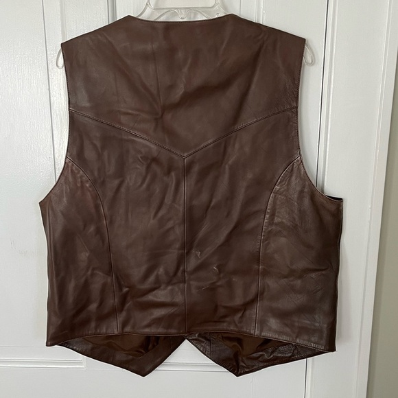 Saguaro by Roper Western Vest Men's Size L Leather Brown Snap Button Rodeo - Picture 7 of 16